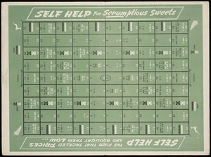 Self Help Co-op Grocery Ltd :Self Help, New Zealand's grocer, introduces "Rugger" the national game. Printed by Whitcombe & Tombs Limited [Green side. 1949].