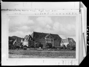 Jacob Grimm School at Rotenburg, Germany, which housed German prisoner of war camp Oflag 9A/Z, during World War II