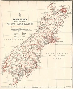 South Island (Te Wai-Pounamu), New Zealand showing counties, boroughs, and town districts as at the 1st February, 1934 / drawn by W.G. Harding.
