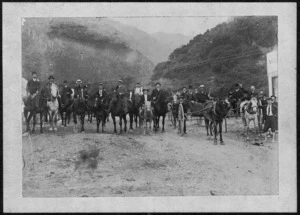 Men on horseback at Barrytown, West Coast