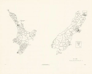 New Zealand skeleton map showing county boundaries / drawn by Department of Lands and Survey.