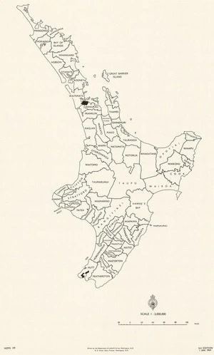 New Zealand skeleton map showing county boundaries / drawn by the Department of Lands & Survey, Wellington, N.Z.