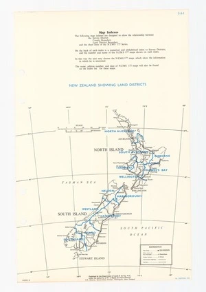 New Zealand showing land districts.
