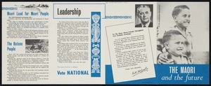 [New Zealand National Party]: To the householder - postage paid. The Maori and the future. [Printed by] W.& T. Ltd [1960]