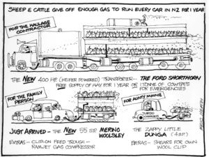 Heath, Eric Walmsley 1923- :Sheep and cattle give off enough gas to run every car in NZ for 1 year. [1991]