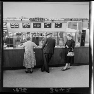 Ticket holders at prize wickets, Tattersall's Lottery, Melbourne