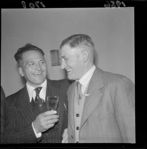 George Nepia with one unidentified man at the reunion of the 1924 All Blacks
