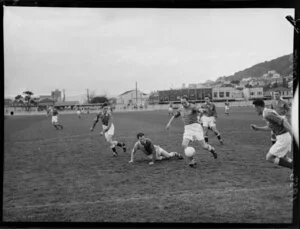 Soccer, Chatham Cup final, Stop Out versus Shamrock at the Basin Reserve, Wellington