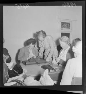 Unidentified women doing handicraft work at the New Zealand Foundation for the Blind, Wellington