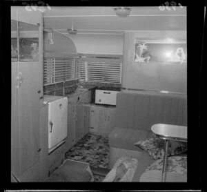 Interior of the caravan, used by 1956 New Zealand Olympic Team