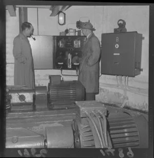 Two unidentified workers check out sewerage system in Wellington