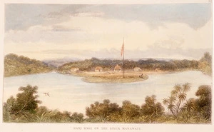 [Brees, Samuel Charles] 1810-1865 :Kari Kari on the River Manawatu [Engraved by H Melville ; drawn by S C Brees, London 1847]