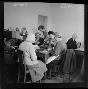 Unidentified women doing handicraft work at the New Zealand Foundation for the Blind, Wellington