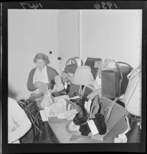 Unidentified woman doing handicraft work at the New Zealand Foundation for the Blind, Wellington