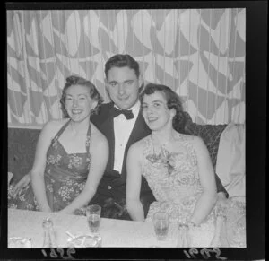 Unidentified man and two women at the Hutt Valley Basketball Association 21st birthday party