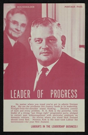 New Zealand Labour Party: Leader of progress. Labour's in the leadership business! [1969]