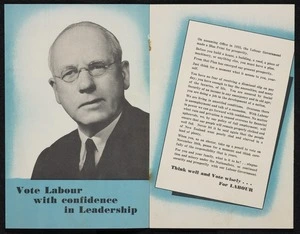 New Zealand Labour Party: [Blue print for prosperity]. Vote Labour with confidence in leadership [1949. Pages 2-3]