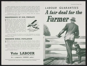 New Zealand Labour Party: Labour guarantees a fair deal for the farmer [1957?]