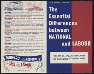 [New Zealand National Party]: [The essential differences between National and Labour]. National believes that all men are born equal, but ... [1960. Page 3]
