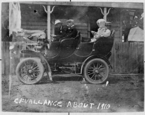 Charles Frederick Vallance in Cadillac automobile at Kahumingi
