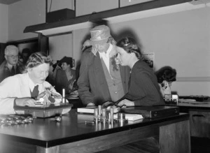 Mrs Eleanor Roosevelt visiting the Dominion Physical Laboratory, Gracefield, Lower Hutt, Wellington
