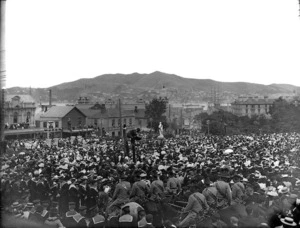 Crowd along Molesworth Street, Wellington, on the occasion of the memorial service for Queen Victoria