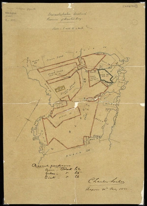 [Creator unknown] :Maraekakahu district, province of Hawkes Bay [ms map]. [Charles Weber's recent land purchases] [1870]