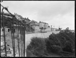 Retaining wall under construction, Glasgow Street, Kelburn, Wellington