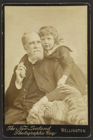 New Zealand Photographic Company (Wellington) fl 1888-1895 :Portrait of unidentified Clergy man and child