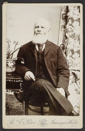 Price Thomas E (Tauranga & Waihi) fl 1870s-1900 :Portrait of unidentified man with white beard