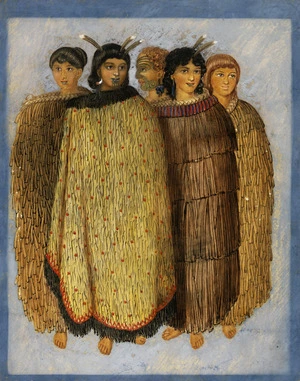 [Merrett, Joseph Jenner] 1815-1854 :[Four Maori girls and one young Maori man. ca. 1846]