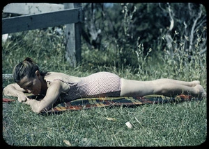 Woman sunbathing, Wairarapa