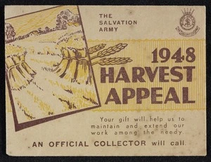 Salvation Army: The Salvation Army 1948 Harvest Appeal [Collection envelope. 1948]