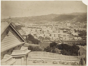 Burton Brothers, 1868-1898 (Firm, Dunedin) : Photograph of Te Aro, Wellington, from Hawker Street