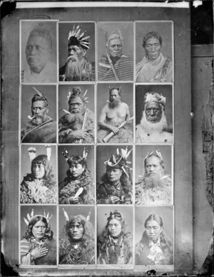 Photographic copy of an assemblage of Maori portraits taken by various photographers