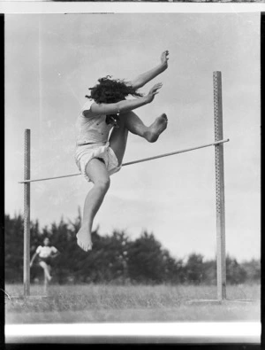 Girls high jump competition, Dargaville Domain