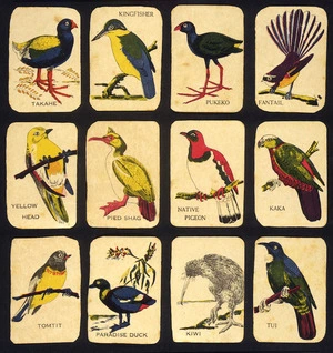 [Deck of playing cards featuring New Zealand native birds. ca 1950?]