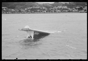 A Royal New Zealand Air Force Catalina flying boat in the sea, Evans Bay, Wellington