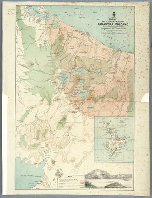 Map of the country around Tarawera volcano : eruption of 19th June 1886.