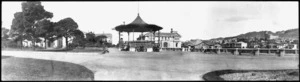 Panoramic view of the grounds at Wellington Public Hospital, Newtown, Wellington, including band rotunda