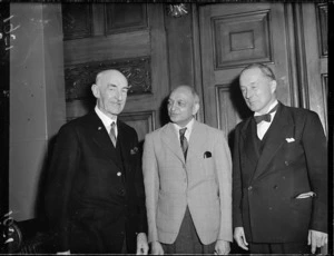 Sir Harilal Kania with Messrs Cunningham and Treadwell