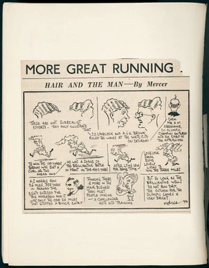 Cartoon showing the hair styles of Jack Lovelock and other athletes