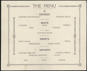 [Featherston Golf Ball]. The menu [1930]