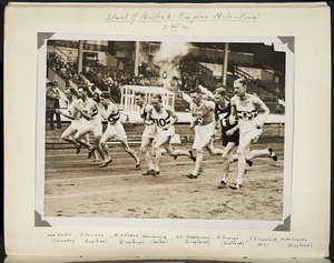 Photograph of the start of the 1934 Empire Games mile race