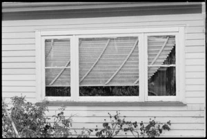 Venetian blinds moved out of place by Edgecumbe earthquake - Photograph taken by John Nicholson