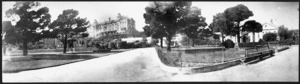 Panoramic view of the Wellington Public Hospital grounds, Newtown, Wellington, including nurses' home