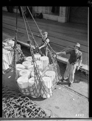 Loading cheese on to a ship for export