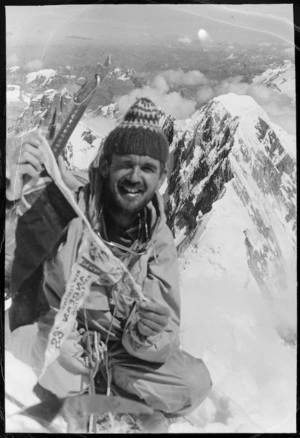 David Adcock photographed at 21,769 feet on Mount Yerupaja in the Andes