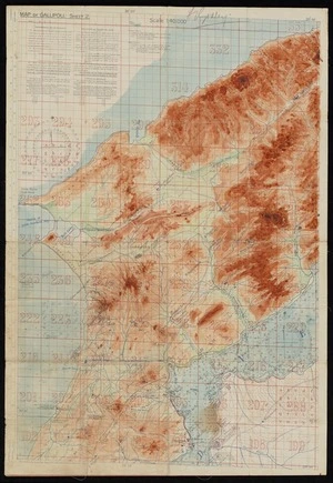 Godley, Alexander John (Sir), 1867-1957 :Map of Gallipoli. Sheet 2 [map with ms annotations]