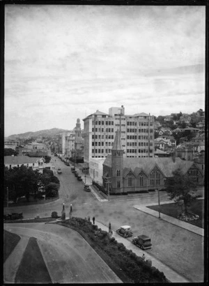 Intersection of Bowen and Museum Streets, with The Terrace, Wellington